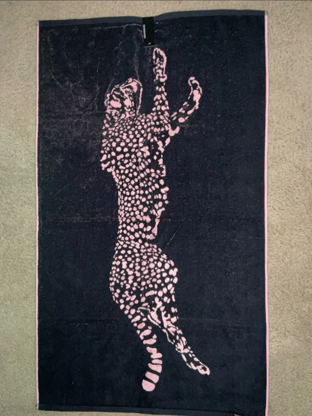 BEBE REVERSIBLE PINK BLACK LEOPARD 4pc. 2 BATH 2 HAND COTTON VELOUR TOWELS NWT